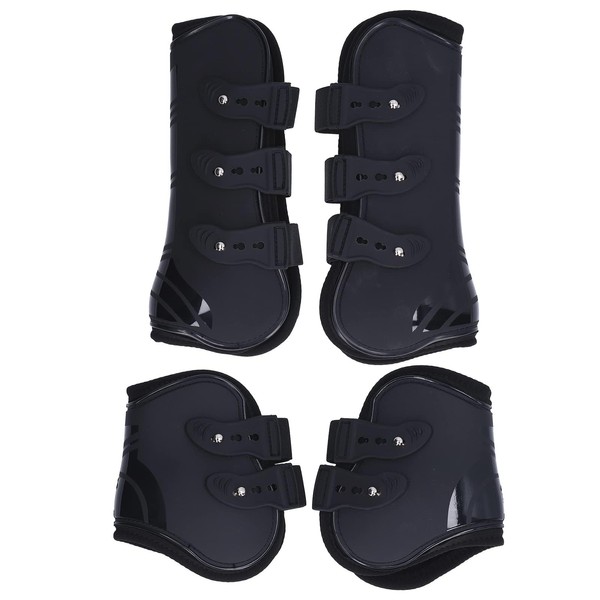 Protective Horse Tendon Boots, 4Pcs Horse PU+Neoprene Shell Tendon Front/Rear