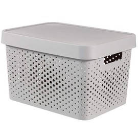 CURVER 04742-099-00 Infinity Points Plastic Storage Box with Lid, Light Grey, 36.3 x 27 x 22 cm, 17 L