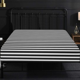 NTBAY California King Fitted Sheet Only - Brushed Microfiber Deep Pocket Striped Fitted Sheet - Soft, Wrinkle-Free, Fade-Resistant, Stain-Resistant, Hotel Quality Fitted Bed Sheet, Black and White