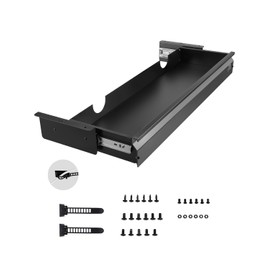 VEVOR Under Desk Drawer Slide Out, 33inch Under Desk Mounted Pull-out Drawer Attachment, Hidden Under Counter Drawers for office Home Sit Stand Workstation, Black