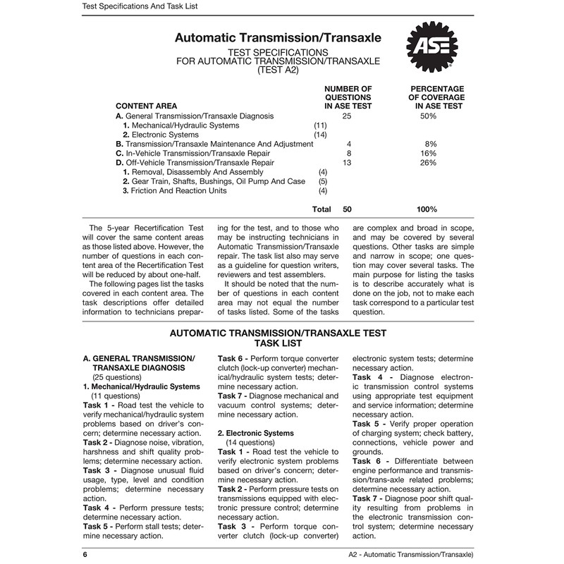 ASE Test Preparation - A2 Automatic Transmission / Transaxle (Motor