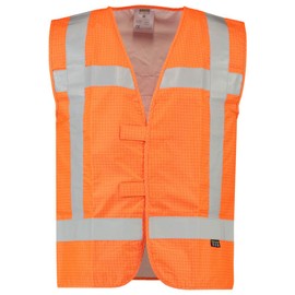 Tricorp 453018 Safety RWS Flame Retardant Anti-Static High Visibility Vest, 100% Polyester + PU Coating/Carbon, 240 g/m², Fluorescent Orange, Size XS-S