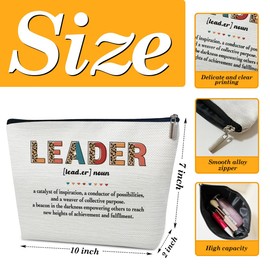 Leader Gifts Makeup Bag, Thank You Gifts for Retirement, Leaving, Teacher Appreciation, Women Cosmetic Bag for Purse, Stuff for Women Men
