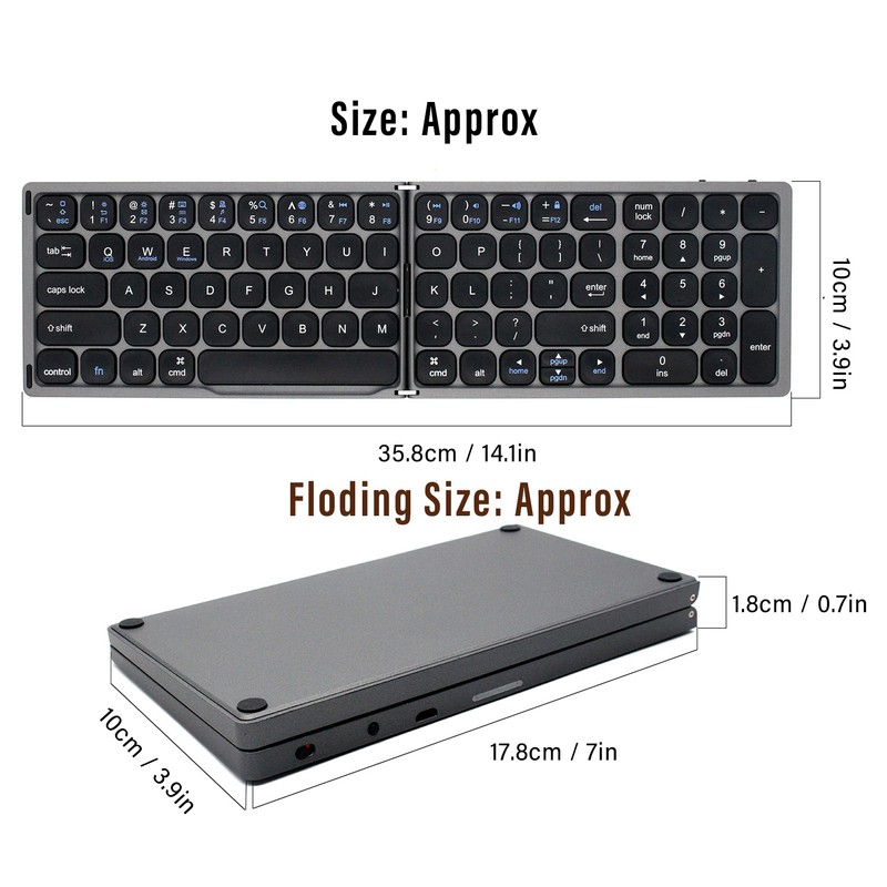 Folding Bluetooth Keyboard Wireless Ultrathin for IOS Android Windows Computer