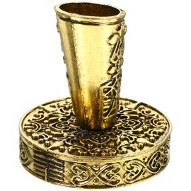 TEHAUX Desktop Vintage Insertion Pen Holder, Round Metal Dip Pens Base Single Pen Display Stand Quill Pen Stand for Home Office Supplies (Golden)