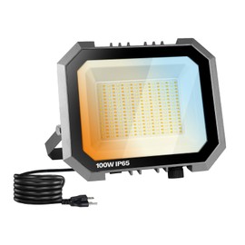 Leddictive 1 Pack LED Flood Lights Outdoor, 3CCT 3000/4000/6000K Selectable 100W 10000LM Floodlight Outside Work Light with 5.9FT Plug, IP65 Waterproof LED Flood Light for Garage, Yard, Lawn, Garden
