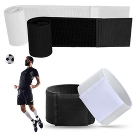 Grevosea 4 Pcs Soccer Shin Guard Straps, Adjustable Shin Guard Sleeves Holders Football Sock Bands Shinguard Stays for Kids Youths Adults Sports Running (Black, White)