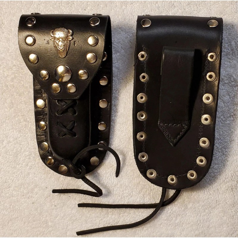Buck 110 Leather Knife Case - Buffalo Head