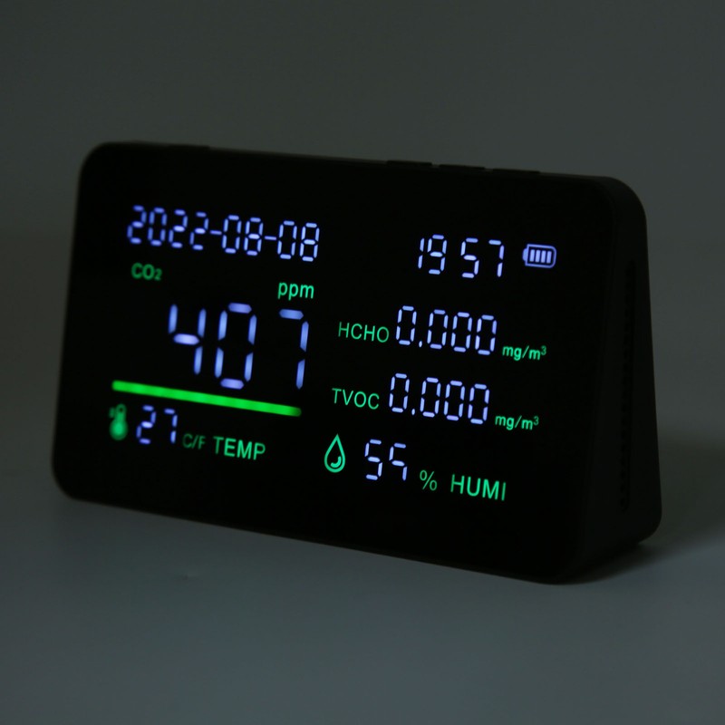 CO2 Detector ABS and Electronic TVOC Sensor Components Digital Temperature