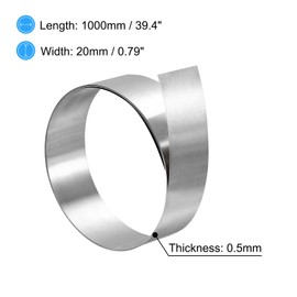 uxcell 304 Stainless Steel Foil Roll，0.5mm x 20mm x 1M Polished Finish Metal Strip Plate Sheet for Crafts, Electronic Equipment, Silver Tone 2pcs