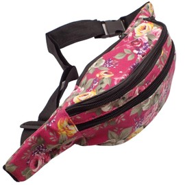 Topkids Accessories Fashion Bum Bags Floral Bumbags Festival Bum Bags Bum Bag Bumbag Bumbags for Ladies Travel Bag Waist Bag Fanny Pack for Adults, Women, Ladies, Men (Floral Pink)