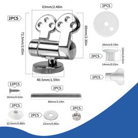 Jortmrd Set of 2 Toilet Seat Hinges Replacement Parts Toilet Lid Hinges for Toilet Seat with Soft Close Mechanism Replacement Hinge with Fittings Repair Parts Made of Zinc Alloy for Most Toilet Seats