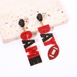 Football Earrings for Women Beaded Game Day Earrings Rhinestone Football Team Drop Dangle Earrings Football Mom Accessories Sports Jewelry Gifts, Zinc, Rhinestone