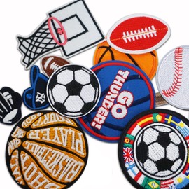 12 x Basketball Tennis Rugby Football Iron on Patches for Kids