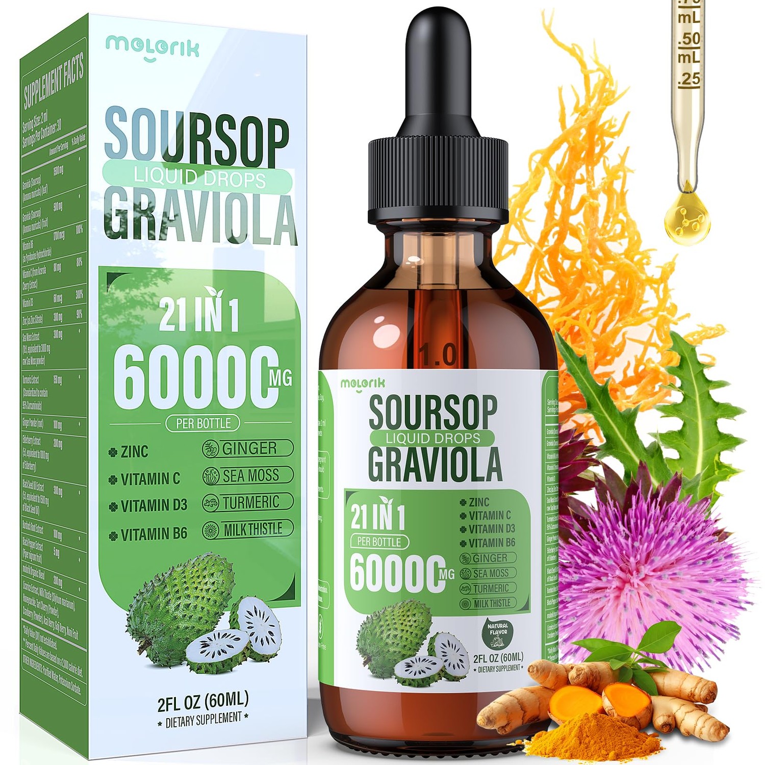 Soursop Graviola Gummies 2000mg Per Serving 60 Vegetarian Gummies Concentrated Extract for Digestion Immunity and Antioxidant Support main image 1