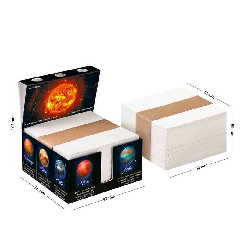 "Solar" Memo Box Made of Sturdy Glued Solid Cardboard, Notes