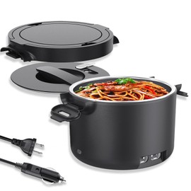 Budth Electric Lunch Box Food Heater, 100W Heated Lunch Box, Portable Food Warmer Lunch Box for Car, Truck, Travel, Campsites, Work Lunch Box for Men, 12/24/110V, Large Capacity 33 Oz (Black)