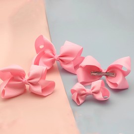 Light Pink Bows for Girls,6PCS Hand-made Grosgrain Ribbon Hair Bows Alligator Clips Hair Accessories for Little Teen Toddler Girls Kids (Light Pink)