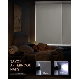 JaeJaes Motorized Roller Shades with Remote Control, Blackout Smart Shades for Windows, Electric Shades for Indoor Windows Home and Office, Grey, 27" W x 72" H