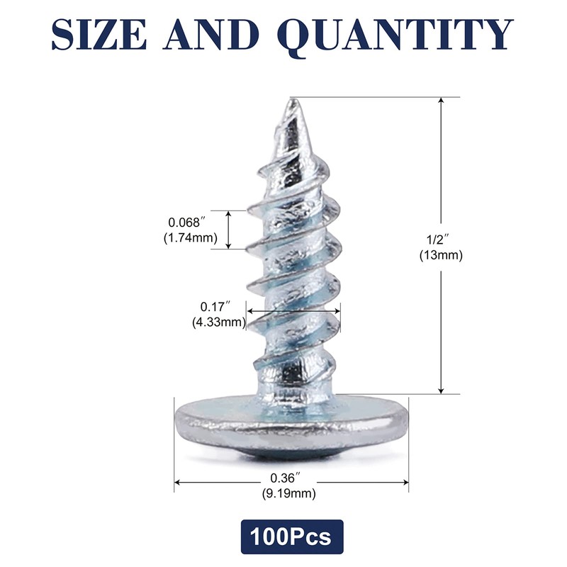 #8 x 1/2" Wood Screw 100Pcs Alloy Steel Standard Thread