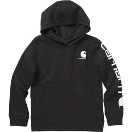 Carhartt Boys Long Sleeve Hooded Sweatshirt, Caviar Black, Small (7/8)