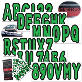 NorthBoat 4 Sets 3" Boat Letters Numbers Stickers Decals Green Smooth Waterproof Scratch Resistant for Boats Yachts & PWC