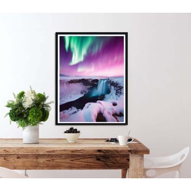 Paint by Numbers for Adults Landscape, DIY Oil Painting Aurora Waterfall Acrylic Paint by Number Kits for Kids Adults Beginner for Home Wall Decor 16x20 inch