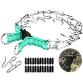 DEYACE Prong Collar for Dogs, Adjustable Quick-Release Metal Buckle Pinch Collar for Dogs, Stainless Steel Choker Collar (S/Neck Girth 11.2"-14.5", Teal)