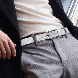 MATLAB Pack of 2 Unisex Stretch Belt Fabric Belt Elastic Braided Belt for Men and Women 3.3 cm, Black & White