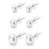 Haelira 3 Pairs Pearl Stud Earrings S925 Sterling Silver Hypoallergenic