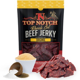 Top Notch Ranch Cut Jerky - 10 oz Bag of Beef Jerky - High Protein Snacks for Kids and Adults - Flavorful Strips of Premium Beef