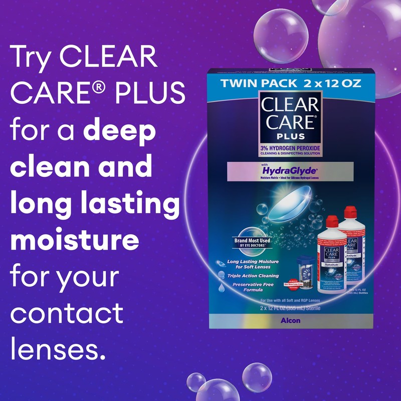 Clear Care Plus Cleaning Solution with Lens Case, Twin Pack,