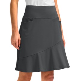 G Gradual Skorts Skirts for Women with 5 Pockets 20" Knee Length Golf Skirt Modest Long Tennis Athletic Skirts for Women, Dark Grey