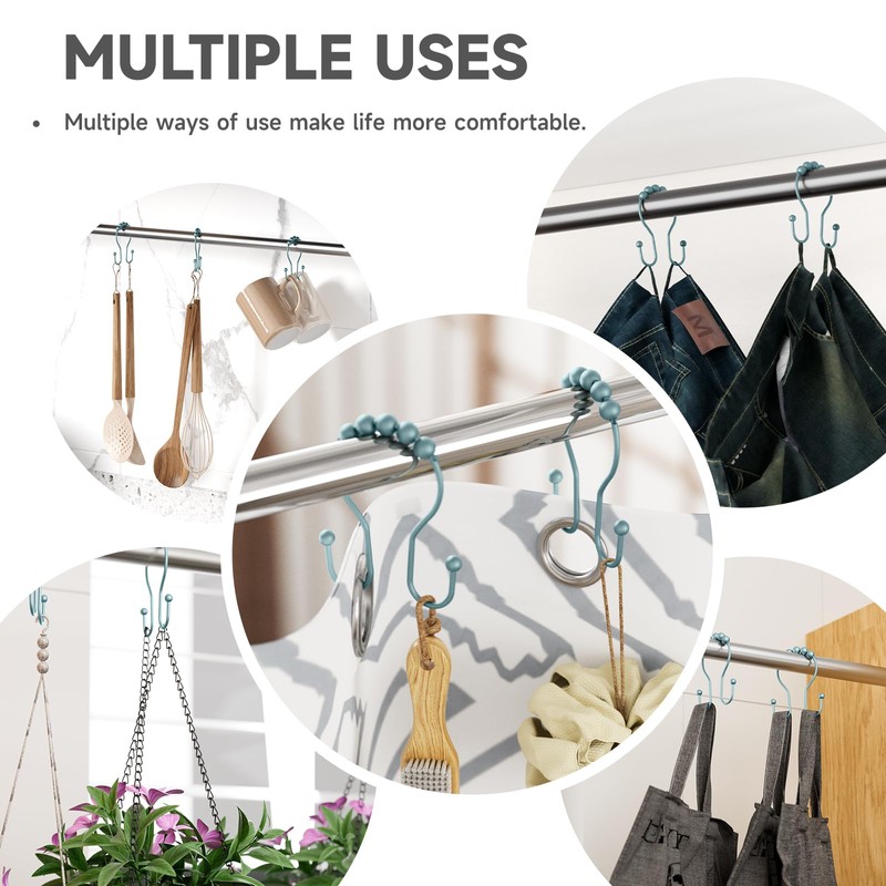 Bathway Shower Curtain Hooks, Shower Curtain Rings Rust Proof Double