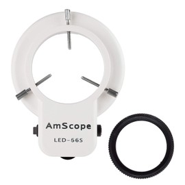AmScope - 56 LED Microscope Ring Light, Adjustable Illuminator Lamp for Stereo Zoom Microscopes and Cameras - White - LED-56S-ZK