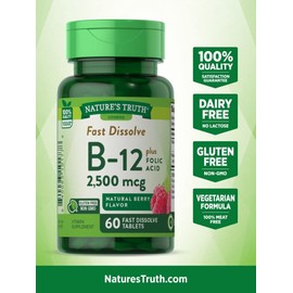 Nature's Truth Vitamin B-12 2500 McgPlus Folic Acid, Natural Berry Flavor, 60 Count (Pack of 3)