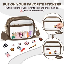 KETIEE Clear Bag Stadium Approved, Clear Crossbody Bag Clear Purse for Women See Through Clear Handbag with Adjustable Strap for Concerts Sports Festivals (Brown)