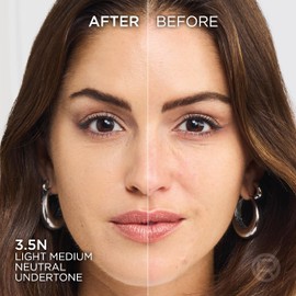 L'Oreal Paris True Match Liquid Foundation, Skincare Infused with Hyaluronic Acid, SPF 17, Available in 40 Shades, 3.5N Peach, 30 ml