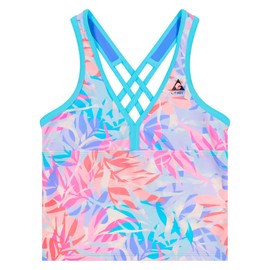 Gerry Conjunto de traje de baño tankini y pantalones cortos de 3 piezas para niñas, Azul / Patchwork, Medium