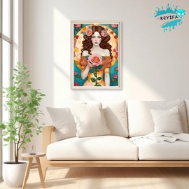 KEYIFA 5D Diamond Painting Rose Lady Diamond Art Kits for Adults, Round Full Drill Roses Diamond Painting Kit with Tools for Beginner, DIY Gems Art Craft for Home Wall Decor 30x40cm