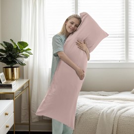 TELUS Body Cooling Pillow Case Cover, Bamboo Rayon & Lyocell Pillowcase with Zipper Closure, Breathable Pillow Case for Hot Sleepers and Night Sweats, 20x54 inches, Light Pink