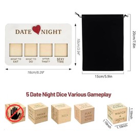 Date Night Dice, Fun Night Dating Decision Dice, Food Decision Dice Date Night Game Board, Wooden Dinner Dice for Adults, Couples Dice Anniversary Wood Gifts for Girlfriend Wife Husband Him Her