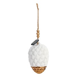 DEMDACO Pinecone White 3 Inch Fragrance Oil Diffuser Hanging Christmas Ornament 2 PC Set