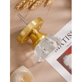 SORWDUERM Gold Door Knobs Crystal Door Knob Interior Satin Brass Privacy Brushed Gold Door Knob for Bedroom and Bathroom Glass,Zinc Alloy 2 Pack