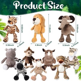 HyDren 10 Pcs Safari Stuffed Animals Plush 11.8 Inches Jungle Animal Toys Set for Girls and Boys, Cute Elephant Giraffe Lion Tiger Monkey Rhinoceros Zebra White Tiger Leopard Hippo for Baby Shower