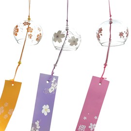 MinniLove Glass Wind Chime, 3 Pieces, Summer Cool Hanging Decoration, Summer Festival, Window Decoration, Roof Decoration, Wind Chime, Decoration, Indoor and Outdoor Use, Blessings, Good Luck, Marriage (D-3 Pieces)
