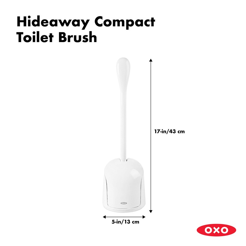 OXO Good Grips Compact Toilet Brush & Canister, White, 6"