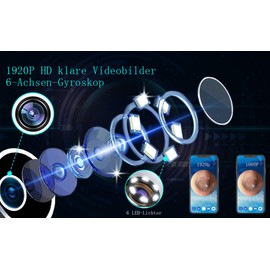 LEBEXY Ohrenreiniger Ohrenschmalz Entferner Otoskop | 1920P Wifi Ohrreiniger Kamera mit 6 LEDs | Ohrkamera 10mm Brennweite | Ohr Endoskop Ohren Reinigung Ohrspiegel für Android/IOS/Harmony OS