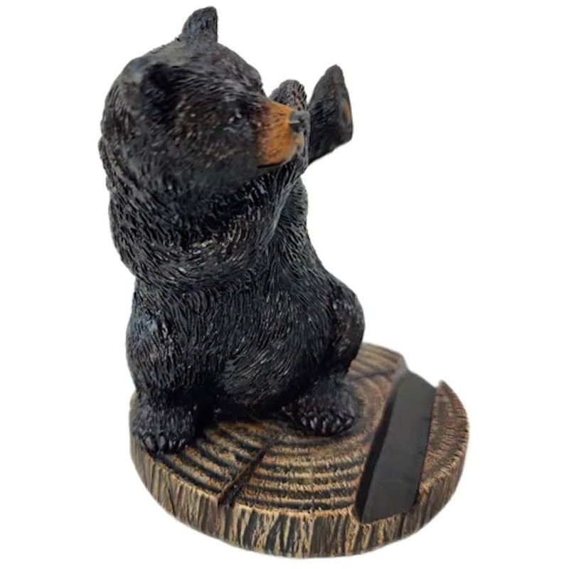 The Bridge Collection 5" Black Bear Cellphone Stand - Black