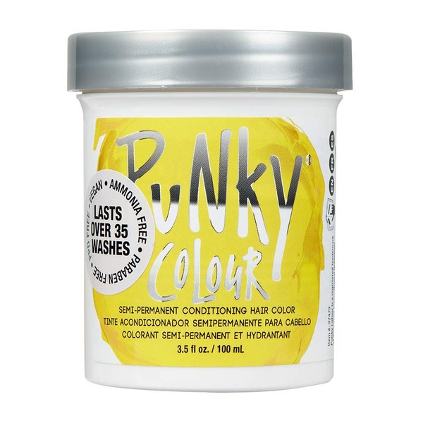 Punky Bright Yellow Semi Permanent Conditioning Hair Color, Non-Damaging Hair Dye, Vegan, PPD and Paraben Free, Transforms to Vibrant Hair Color, Easy To Use and Apply Hair Tint, lasts up to 25 washes, 3.5oz